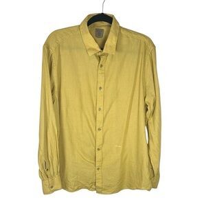 Rare Rabbit men’s yellow gold cotton linen blend button down Valby shirt XL